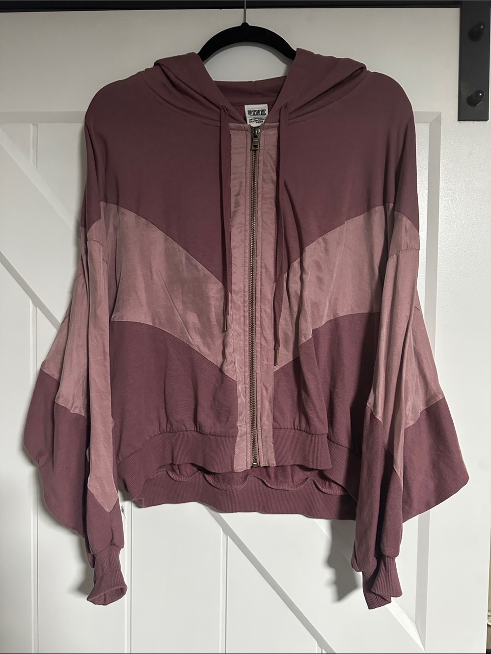 PINK Victoria's Secret Mauve and Dusty Rose Colorblock Zip Hoodie